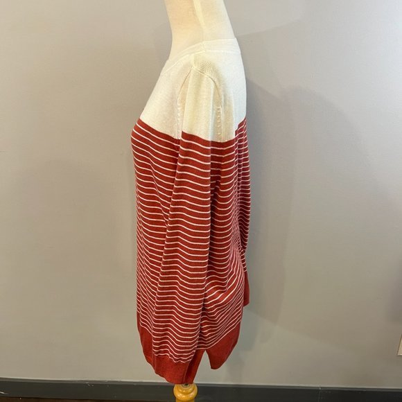 NWT CASLON Colorblock Stripe Sweater in Rust Placed Stripe (S) - Picture 6 of 11
